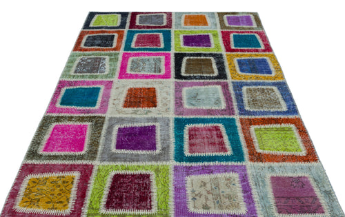 Iskece Bej Patchwork Yün El Dokuma Halısı 160 x 240 Apex Unique