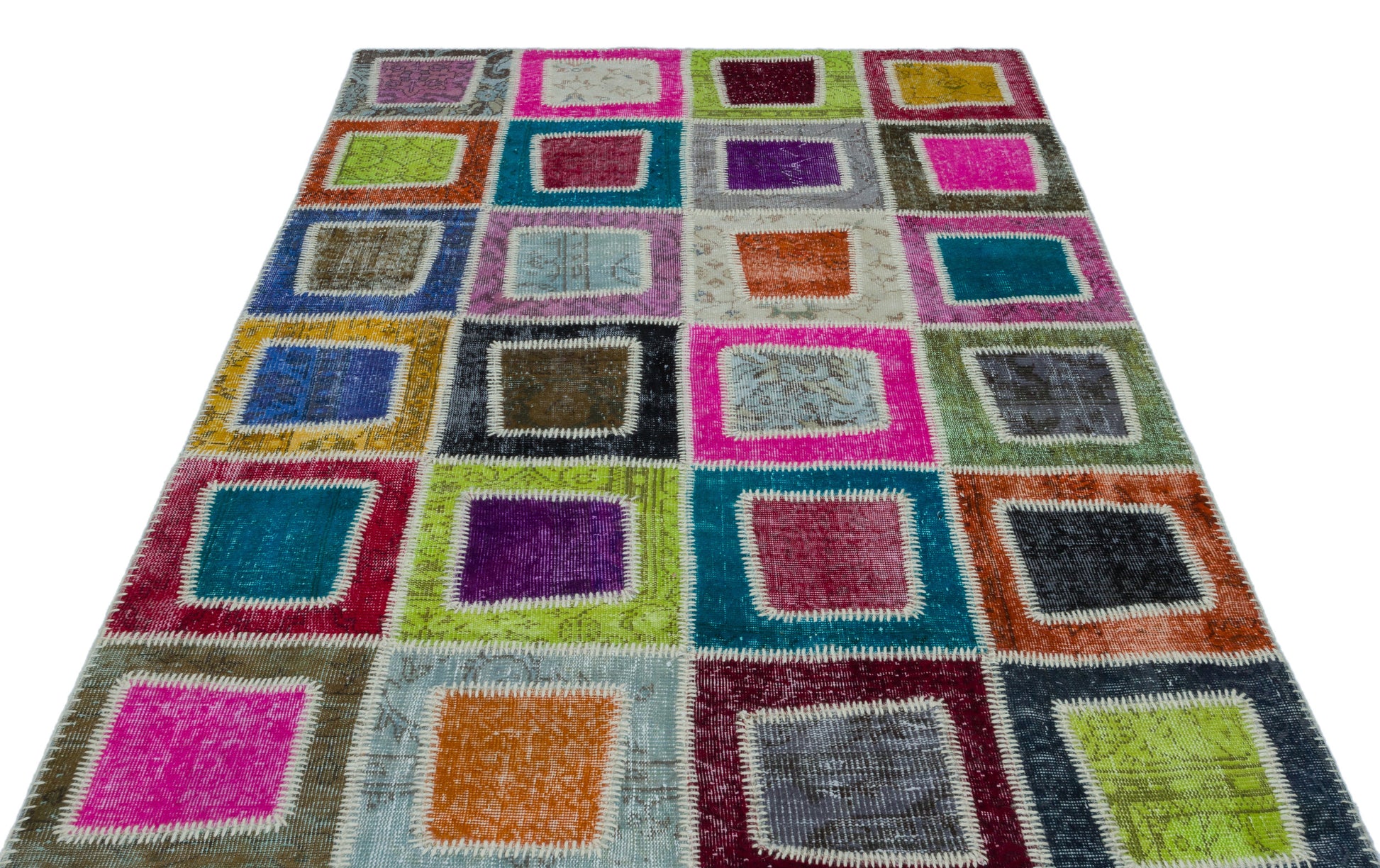 Iskece Bej Patchwork Yün El Dokuma Halısı 160 x 240 Apex Unique