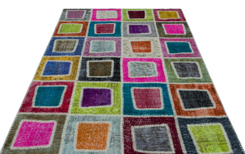 Iskece Bej Patchwork Yün El Dokuma Halısı 160 x 240 Apex Unique