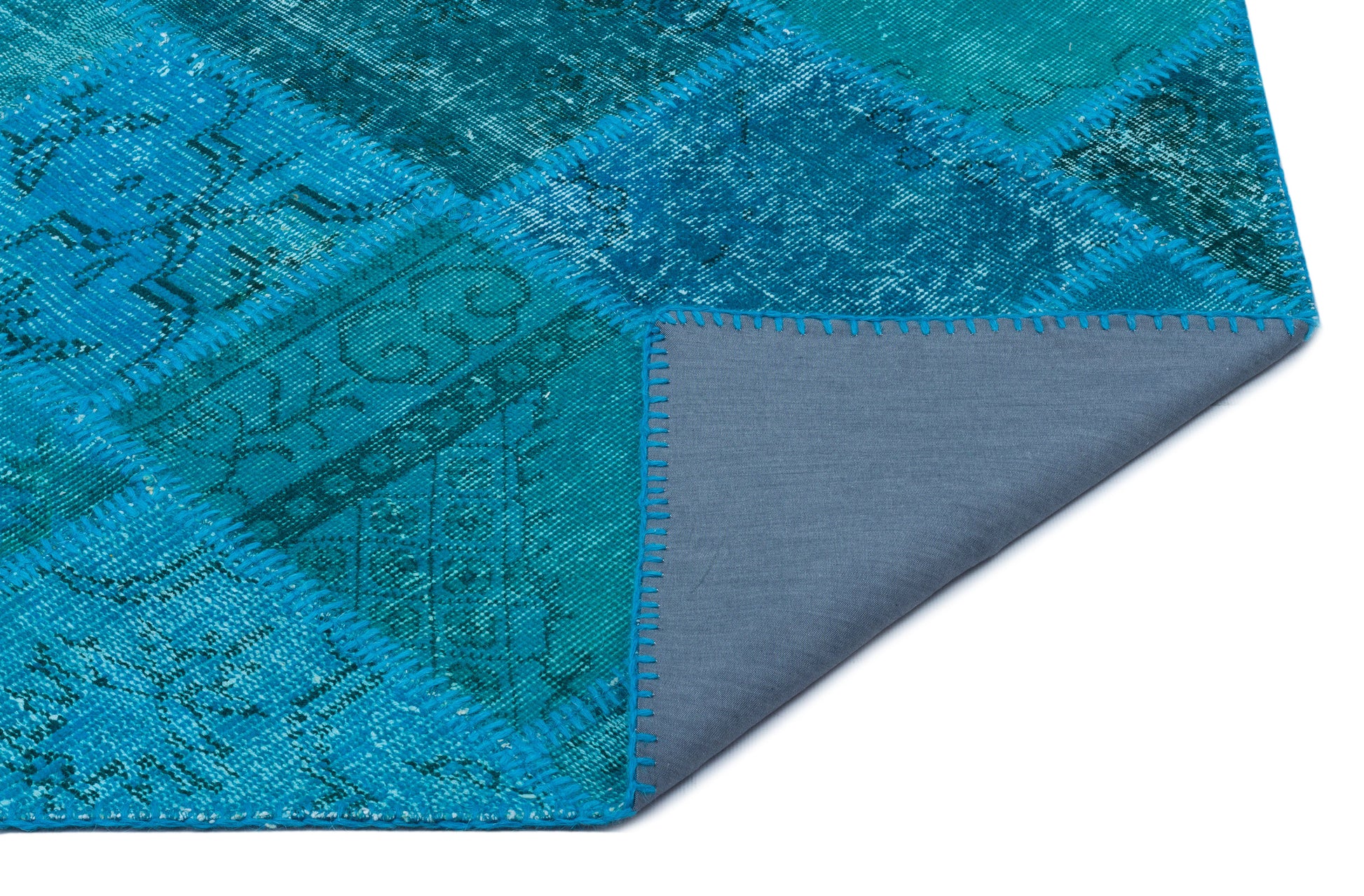 Iskece Turkuaz Eskitme Yün El Dokuma Halısı 080 x 150 Apex Unique