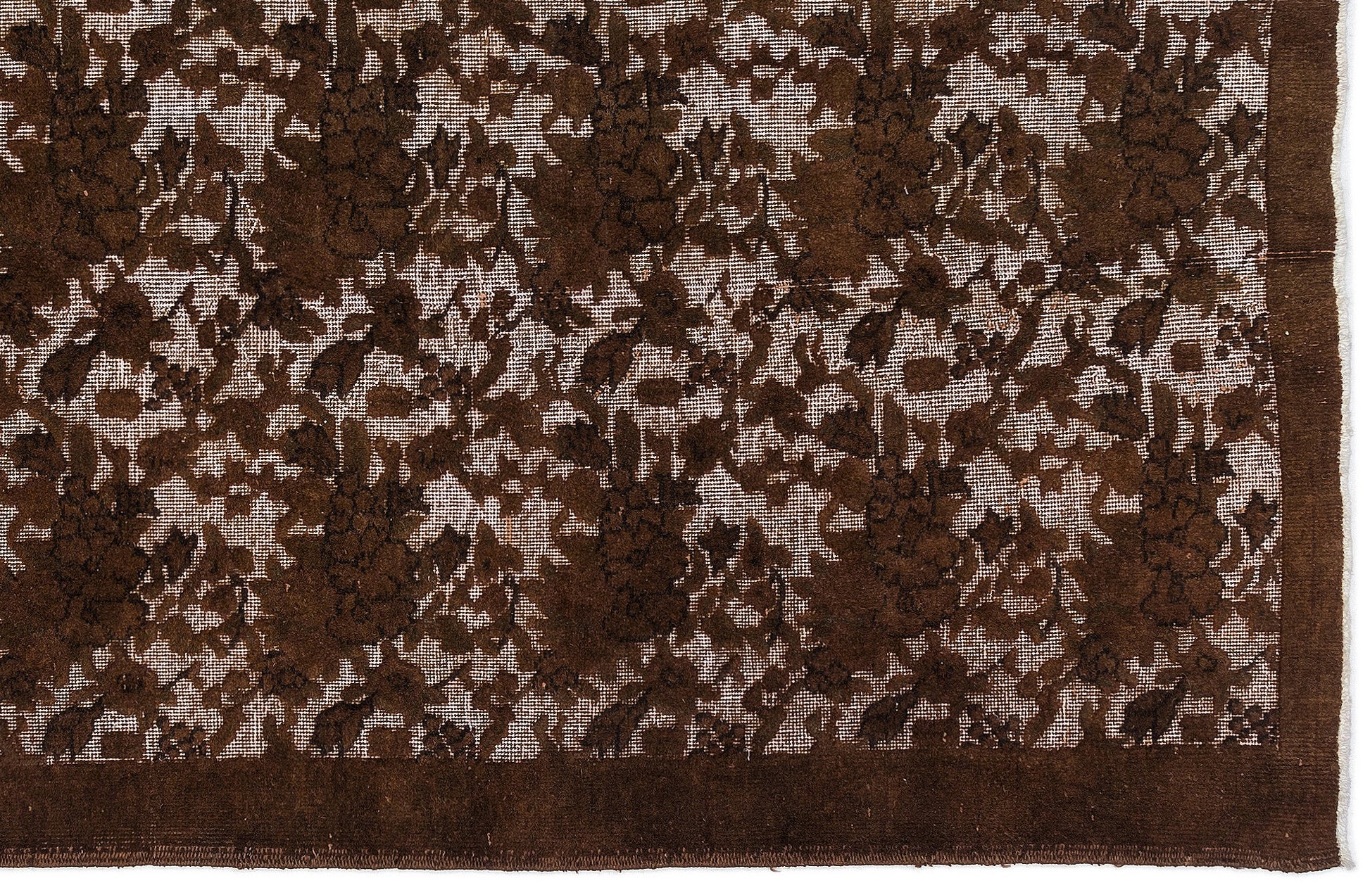 Mora Kahverengi Eskitme Yün El Dokuma Halısı 116 x 200 Apex Unique