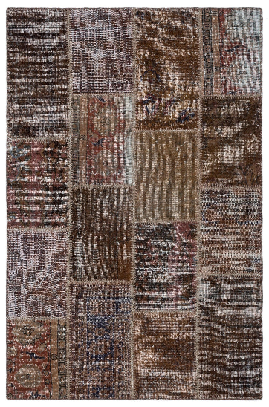 Patchwork Kahverengi ve Kırmızı El Dokuma Halı 120x180 cm – Koridor kullanımı