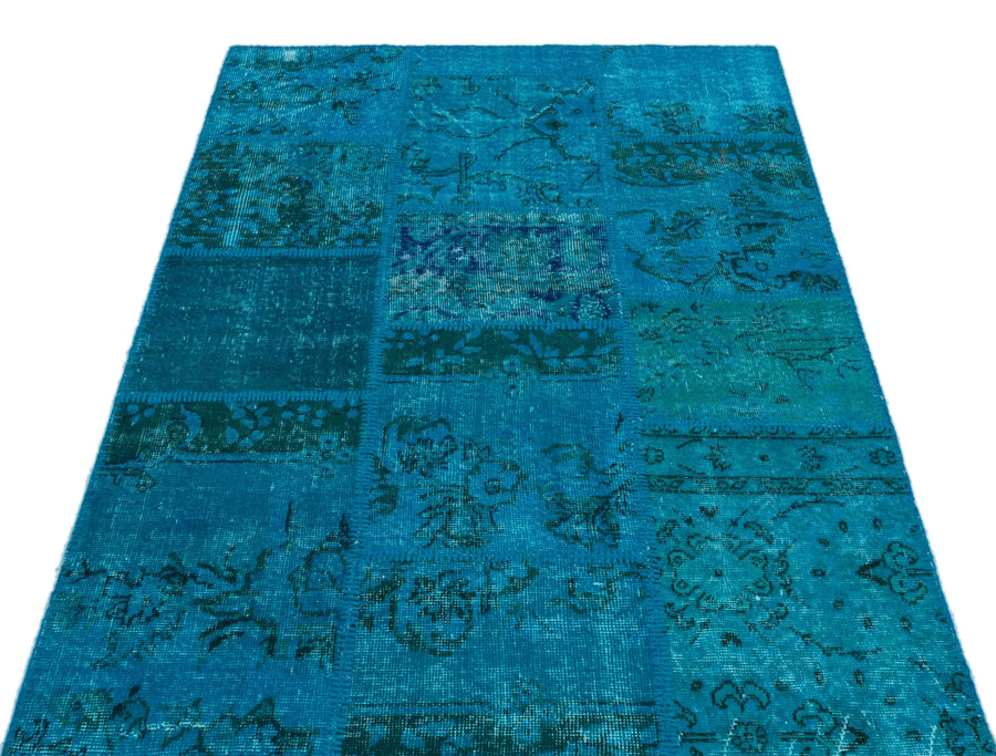 Lacivert Mavi Anadolu Eskitme Geometrik Yün Halı 120x180 - Özel Seri