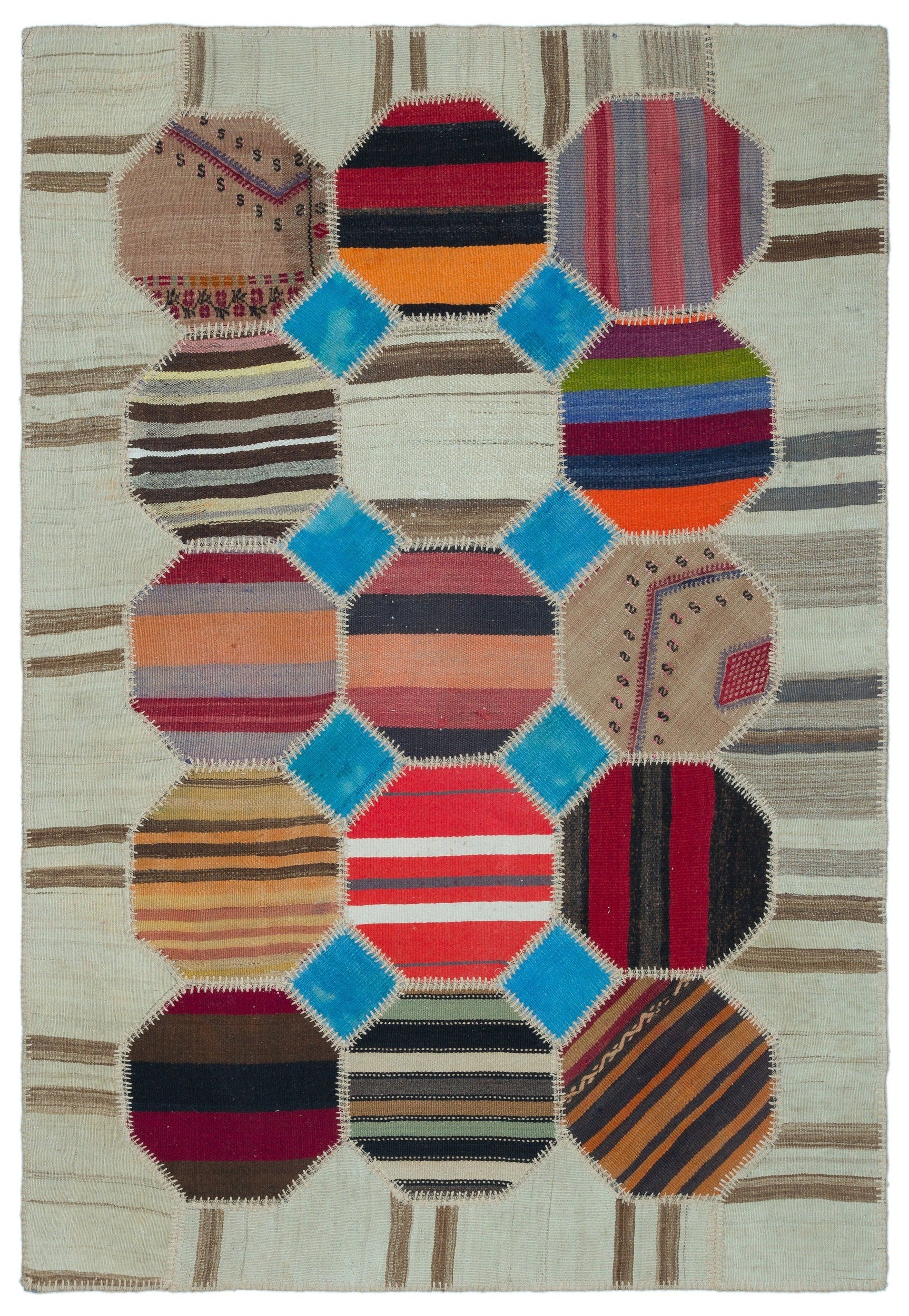 Teselya Bej Eskitme Yün El Dokuma Halısı 120 x 176 Apex Unique