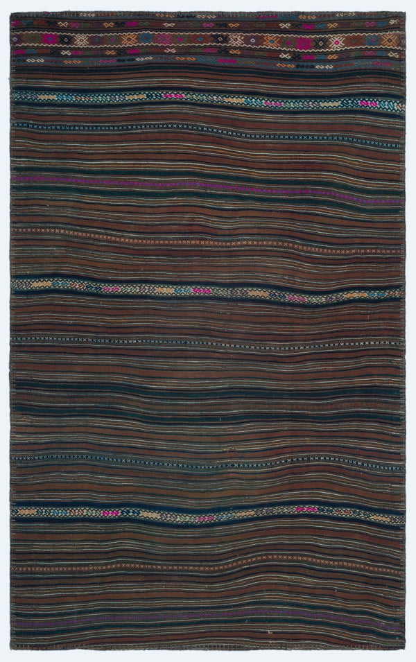 Mavi Pembe Anadolu Bohem Geometrik Yün Halı 120x195 - Özel Seri