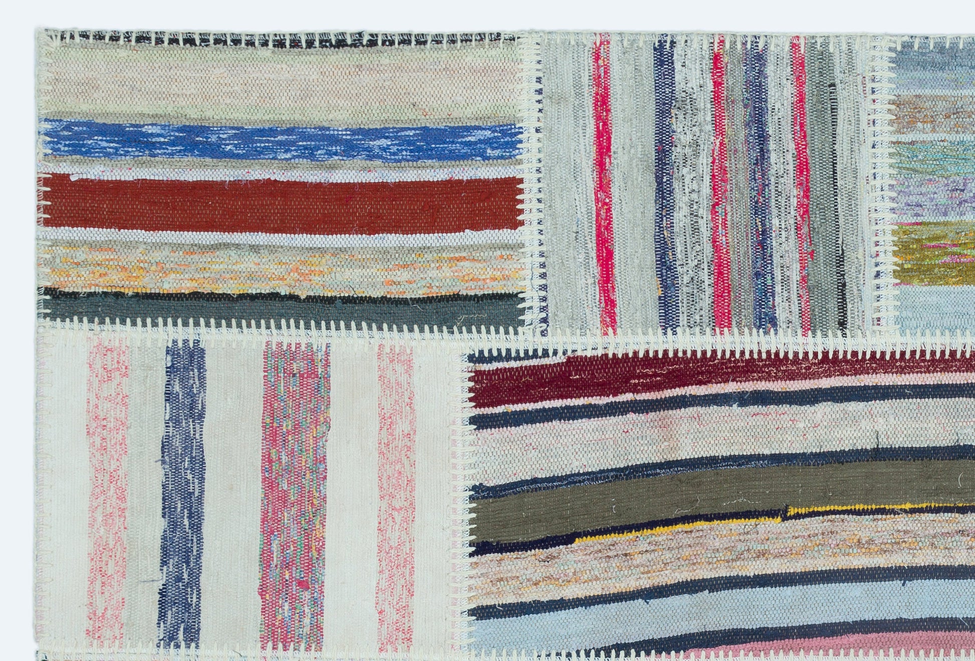 Teselya Bej Çizgili Yün El Dokuma Halısı 120 x 180 Apex Unique