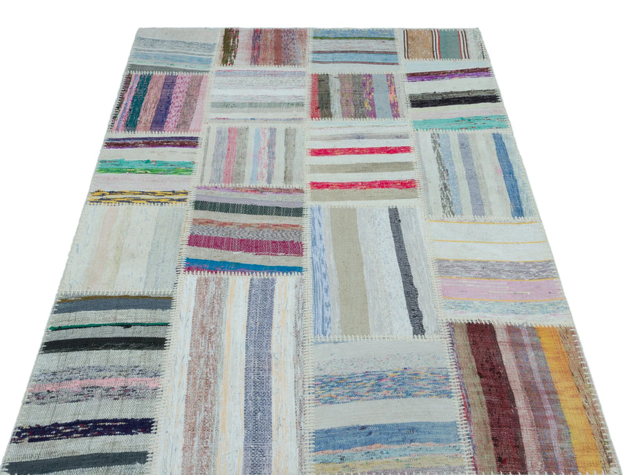 Bej Gri Anadolu Geometrik Modern Yün Halı 120x182 - Özel Seri