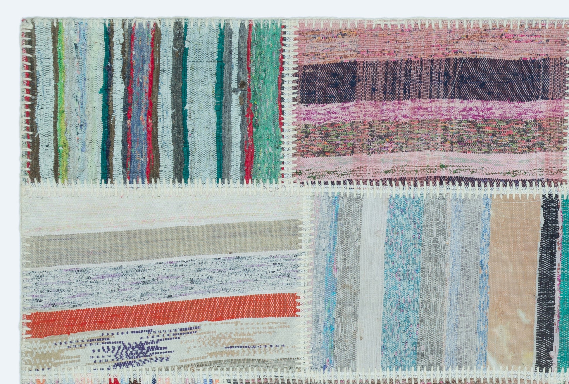 Teselya Bej Çizgili Yün El Dokuma Halısı 120 x 180 Apex Unique