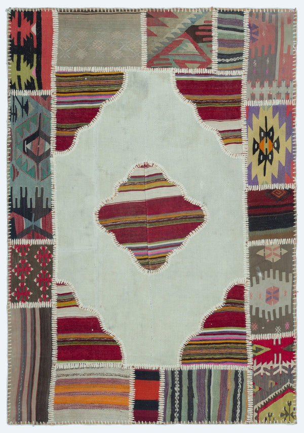 Bej Anadolu Bohem Geometrik Yün Halı 125x180 - Özel Seri