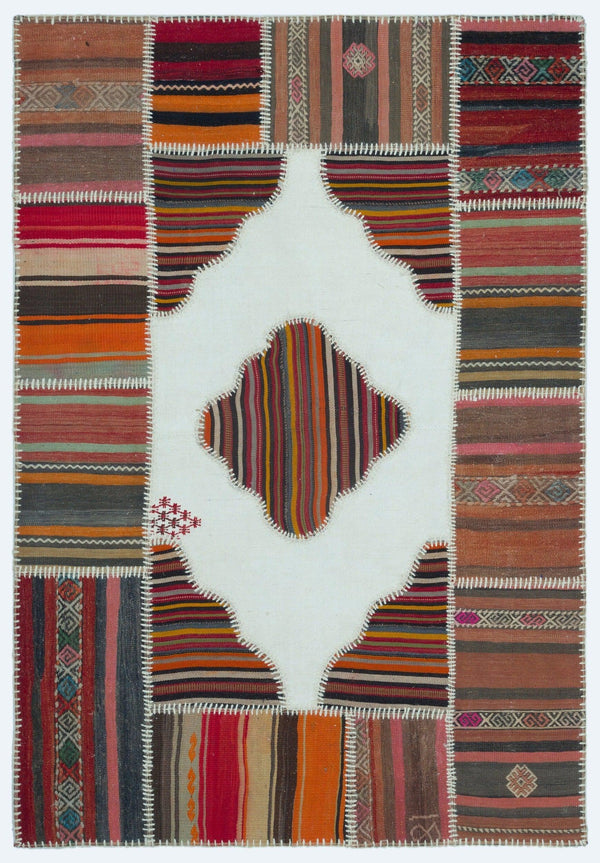 Bej Anadolu Bohem Geometrik Yün Halı 127x184 - Özel Seri
