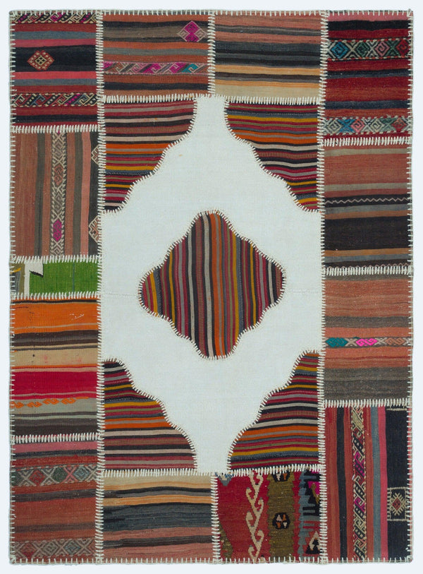 Bej Anadolu Bohem Geometrik Yün Halı 130x177 - Özel Seri