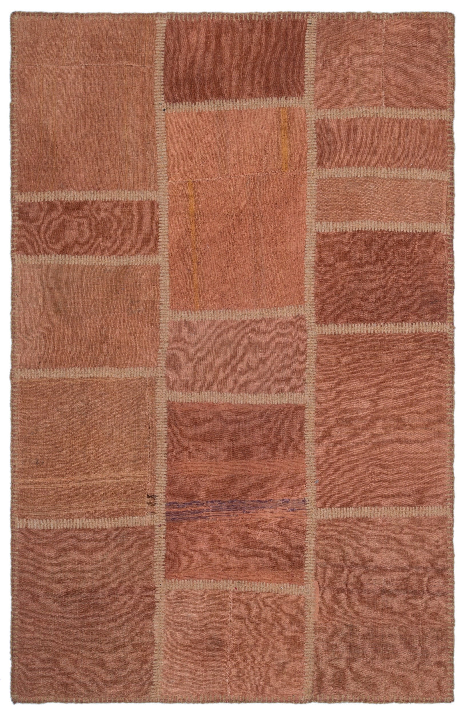 Teselya Turuncu Patchwork Yün El Dokuma Halısı 120 x 183 Apex Unique