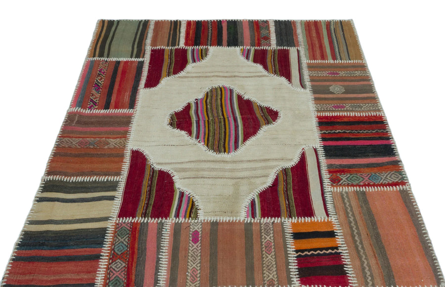 Bej Bohem Geometrik Yün Halı 133x175