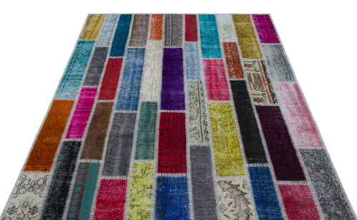 Iskece Bej Patchwork Yün El Dokuma Halısı 154 x 232 Apex Unique