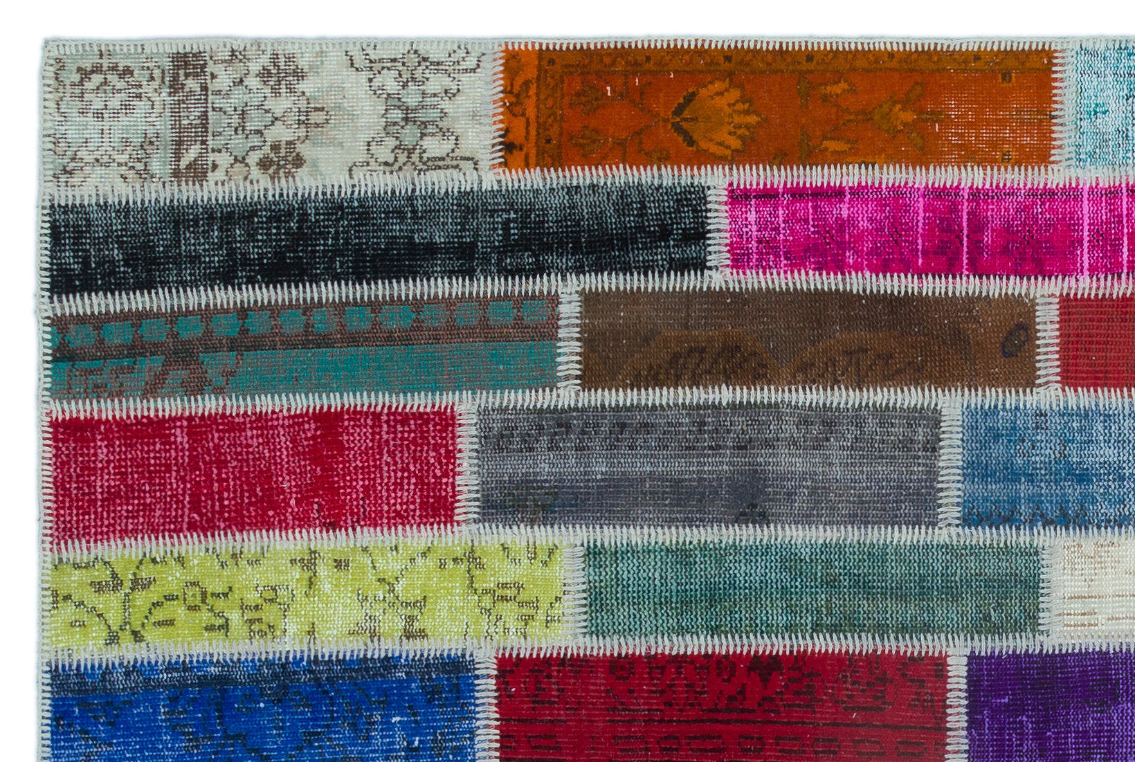 Iskece Bej Patchwork Yün El Dokuma Halısı 154 x 232 Apex Unique