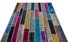 Iskece Bej Patchwork Yün El Dokuma Halısı 154 x 235 Apex Unique