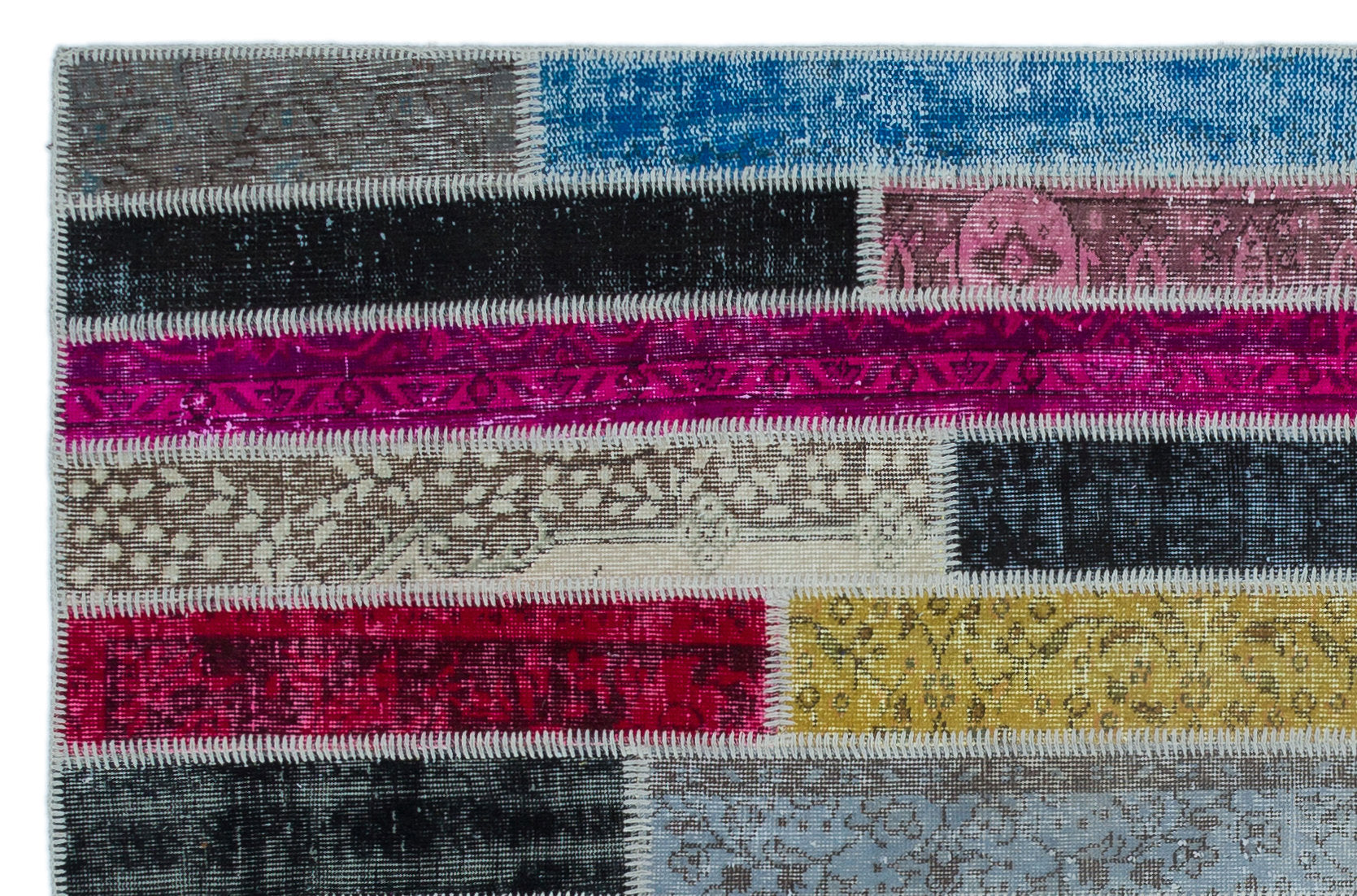 Iskece Bej Patchwork Yün El Dokuma Halısı 154 x 235 Apex Unique