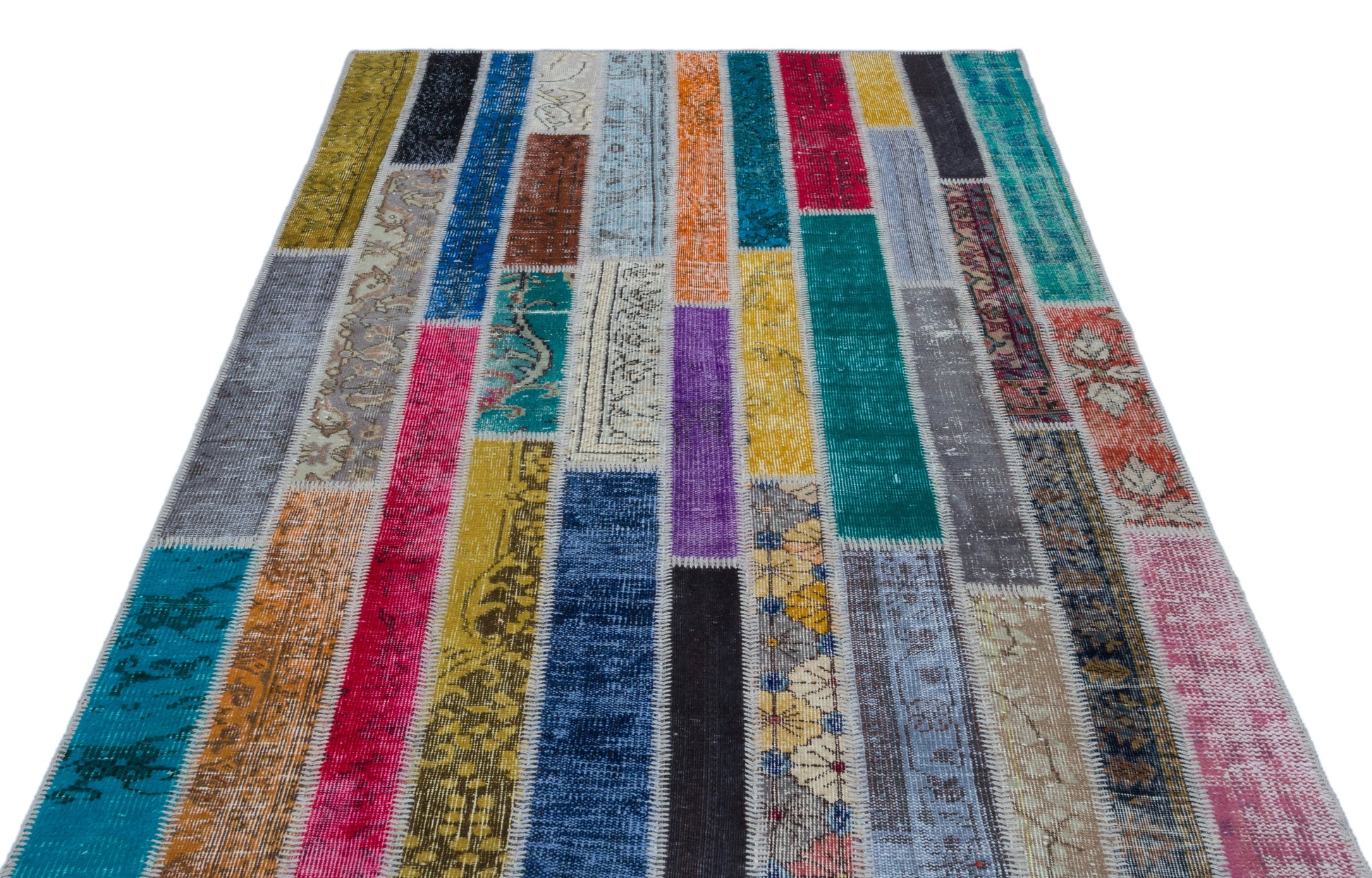 Iskece Bej Patchwork Yün El Dokuma Halısı 153 x 230 Apex Unique