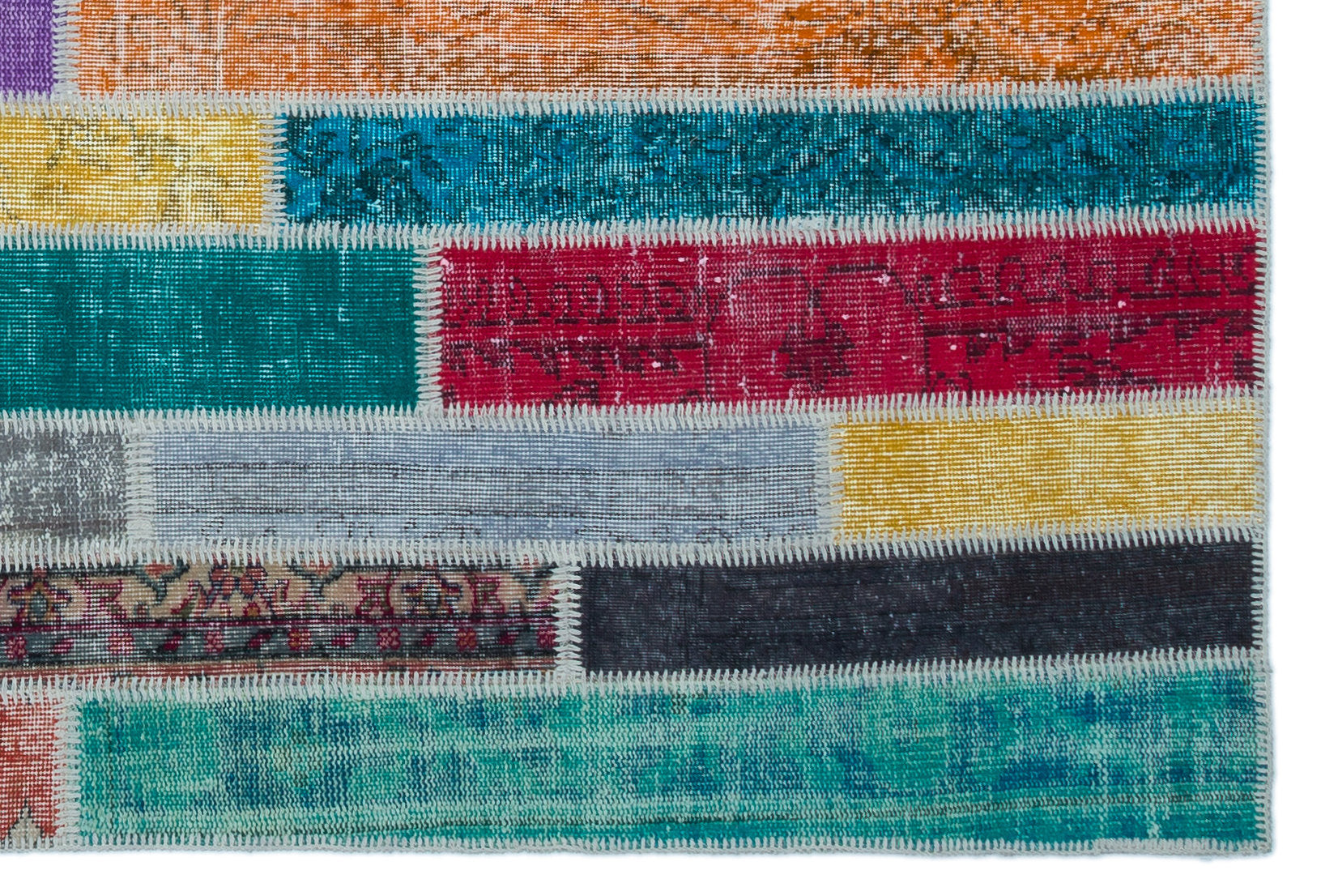 Iskece Bej Patchwork Yün El Dokuma Halısı 153 x 230 Apex Unique