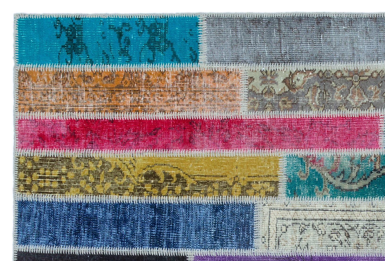 Iskece Bej Patchwork Yün El Dokuma Halısı 153 x 230 Apex Unique