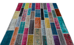 Iskece Bej Patchwork Yün El Dokuma Halısı 157 x 230 Apex Unique