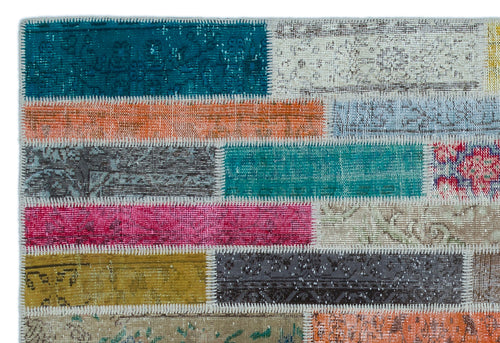 Iskece Bej Patchwork Yün El Dokuma Halısı 157 x 230 Apex Unique