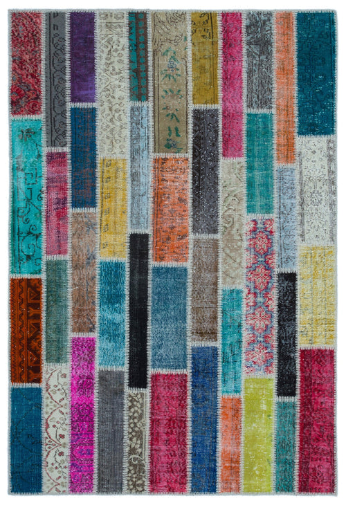 Iskece Bej Patchwork Yün El Dokuma Halısı 157 x 230 Apex Unique