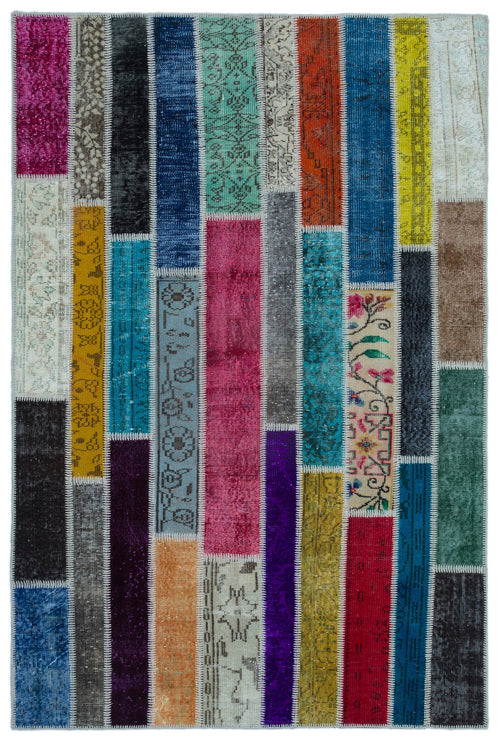 Iskece Bej Patchwork Yün El Dokuma Halısı 155 x 233 Apex Unique