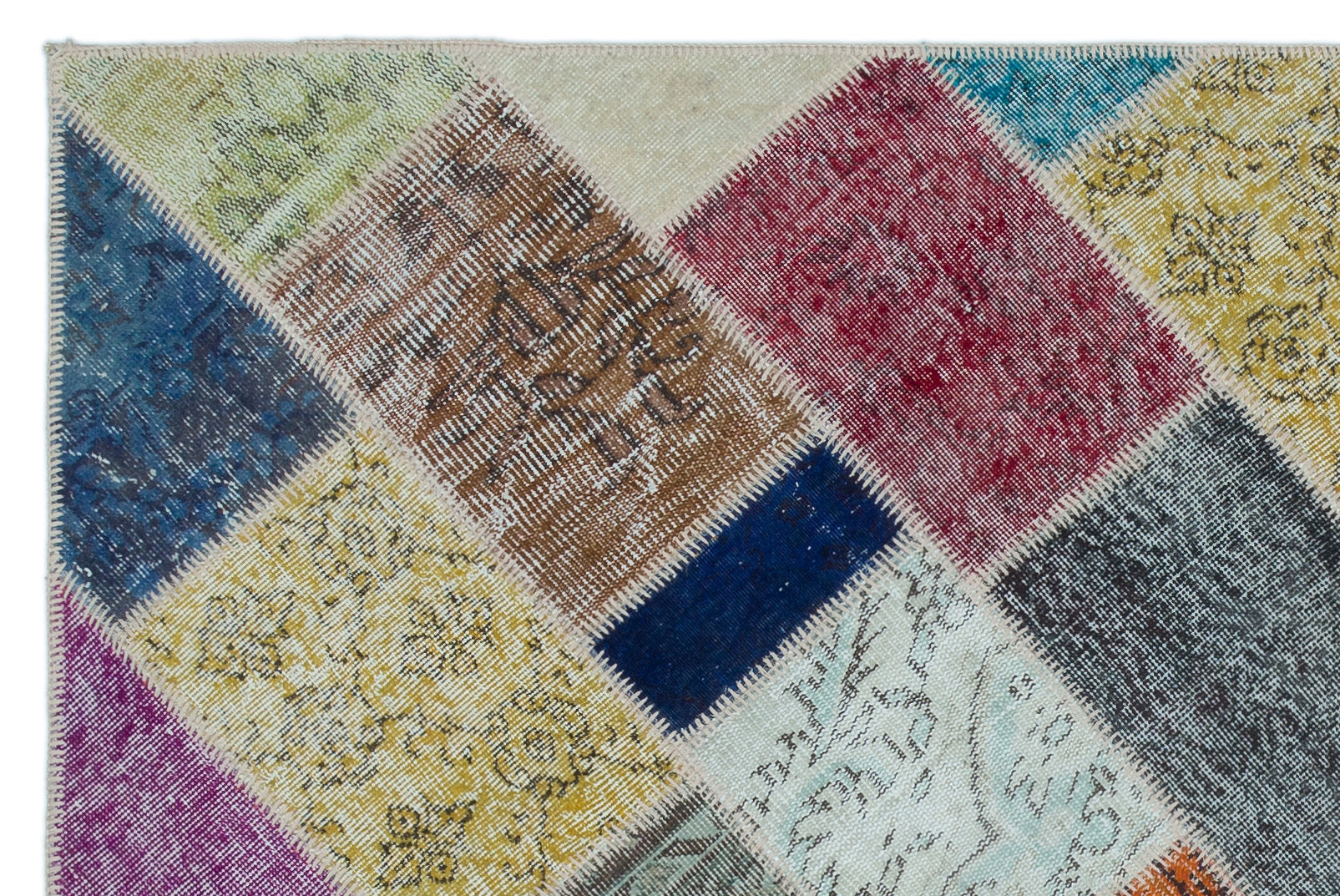 Iskece Bej Patchwork Yün El Dokuma Halısı 151 x 226 Apex Unique