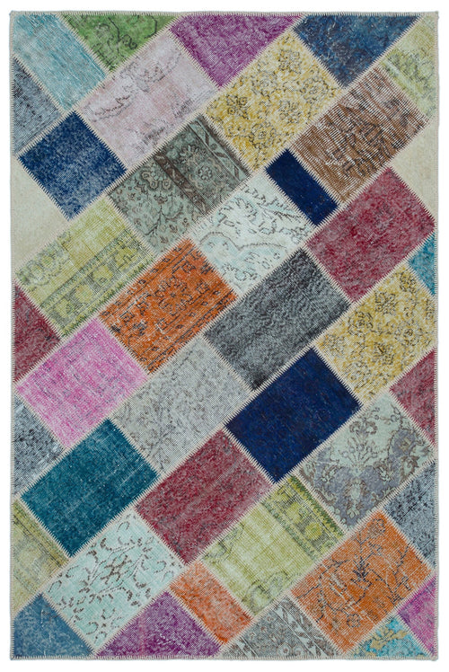 Iskece Bej Patchwork Yün El Dokuma Halısı 151 x 226 Apex Unique