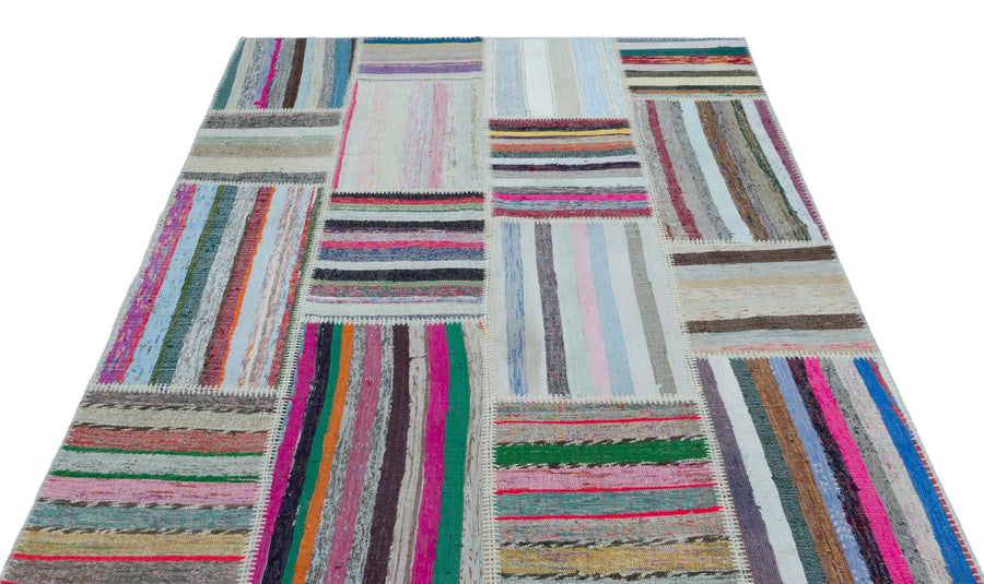 Kırmızı Mavi Anadolu Geometrik Modern Yün Halı 160x220 - Özel Seri