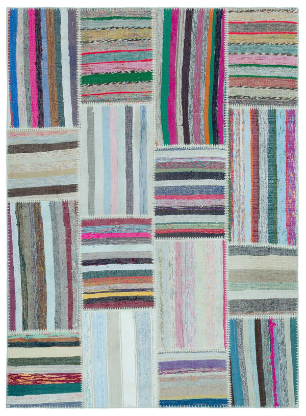 Kırmızı Mavi Anadolu Geometrik Modern Yün Halı 160x220 - Özel Seri