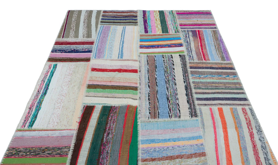 Bej Beyaz Anadolu Bohem Geometrik Yün Halı 158x220 - Özel Seri