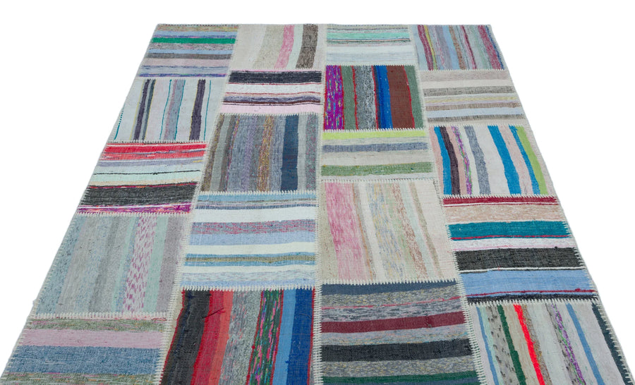 Bej Bohem Geometrik Yün Halı 159x220