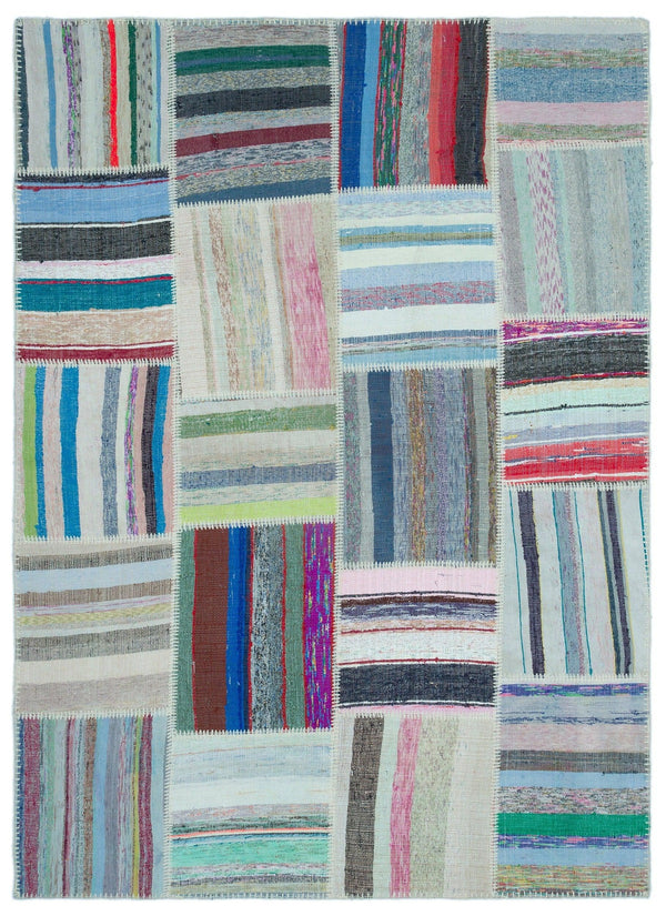 Bej Bohem Geometrik Yün Halı 159x220