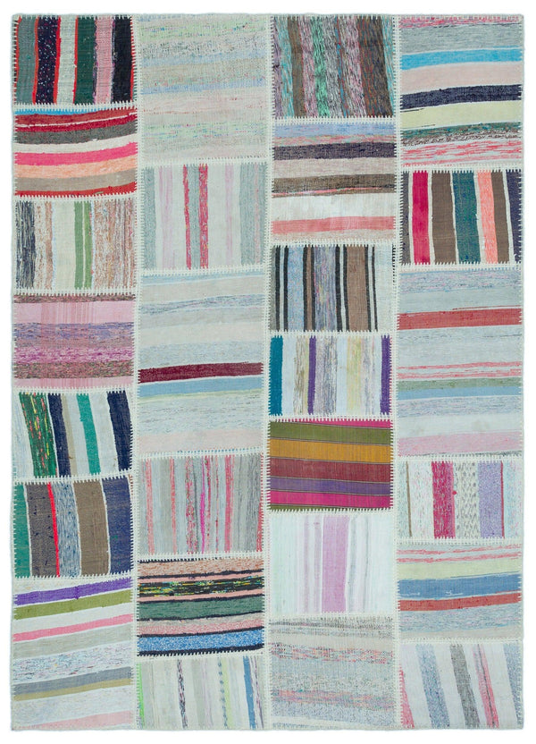 Modern Çizgili Yün Halı 158x220