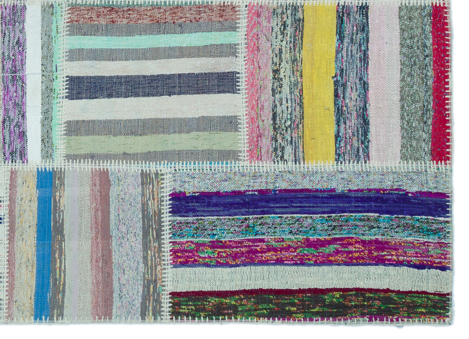 Teselya Bej Çizgili Yün El Dokuma Halısı 158 x 222 Apex Unique