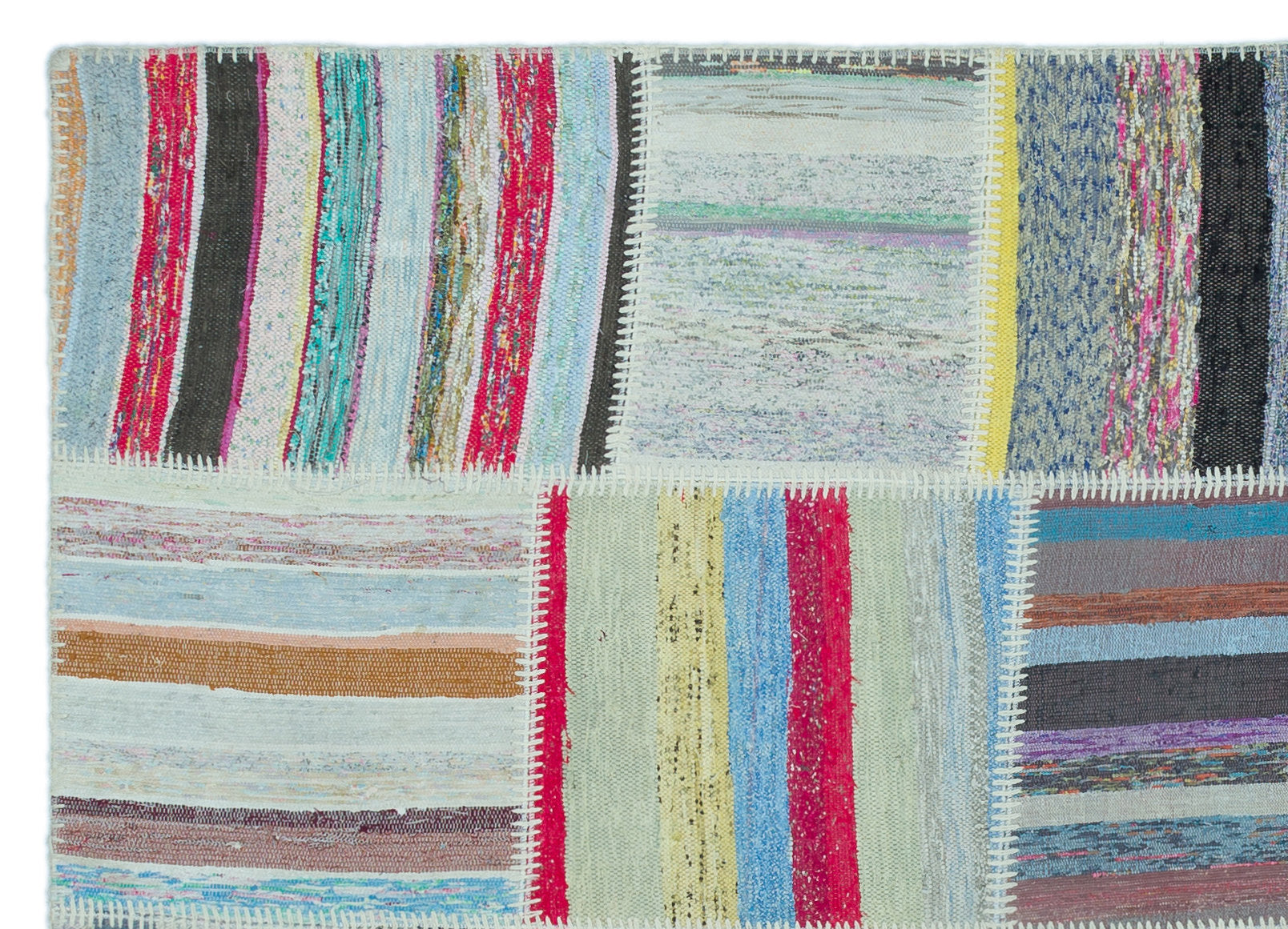 Teselya Bej Çizgili Yün El Dokuma Halısı 158 x 222 Apex Unique