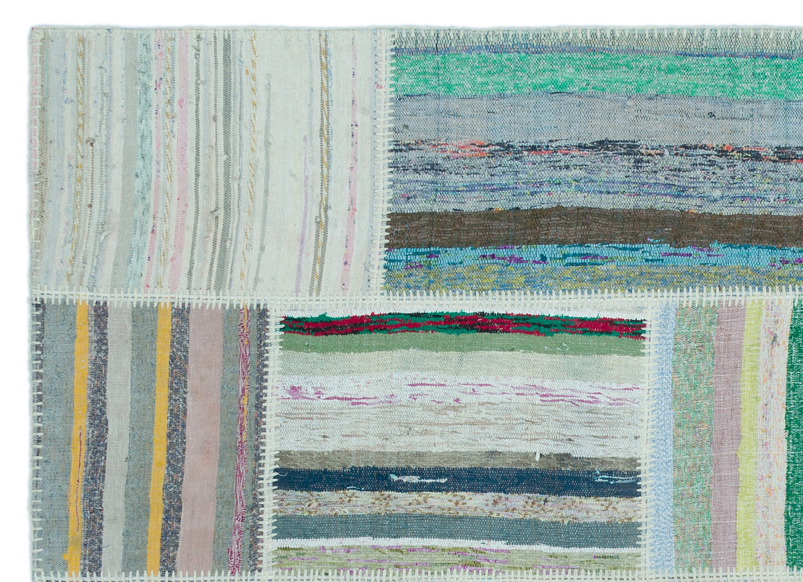 Teselya Bej Çizgili Yün El Dokuma Halısı 158 x 222 Apex Unique