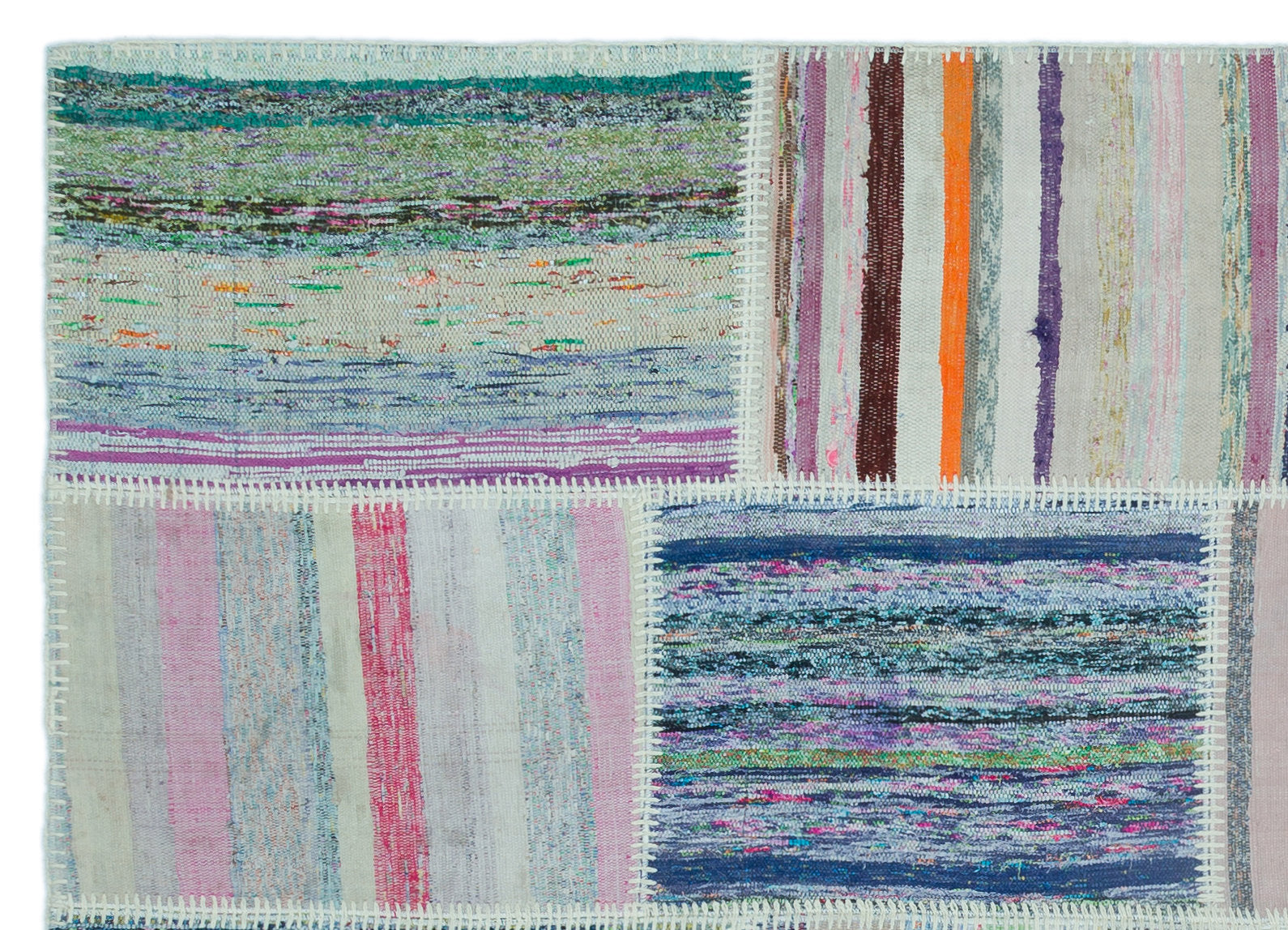 Teselya Bej Çizgili Yün El Dokuma Halısı 157 x 220 Apex Unique