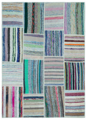 Teselya Bej Çizgili Yün El Dokuma Halısı 157 x 220 Apex Unique