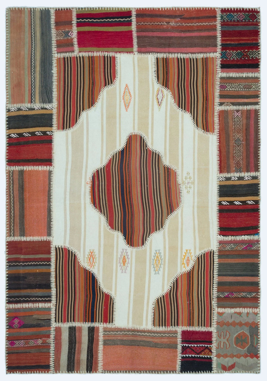 Bej Anadolu Bohem Geometrik Yün Halı 160x228 - Özel Seri
