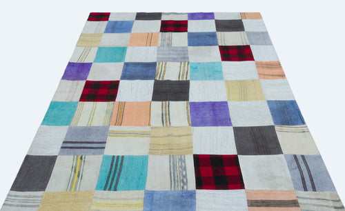 Teselya Gri Patchwork Yün El Dokuma Halısı 160 x 228 Apex Unique