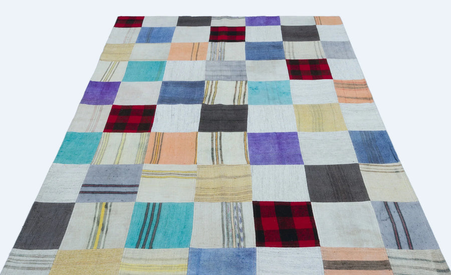 Gri Anadolu Bohem Geometrik Yün Halı 160x228 - Özel Seri