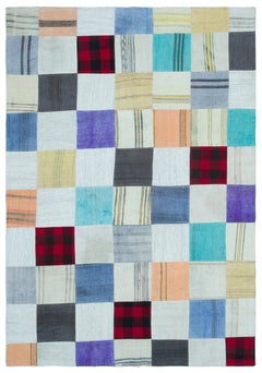 Teselya Gri Patchwork Yün El Dokuma Halısı 160 x 228 Apex Unique