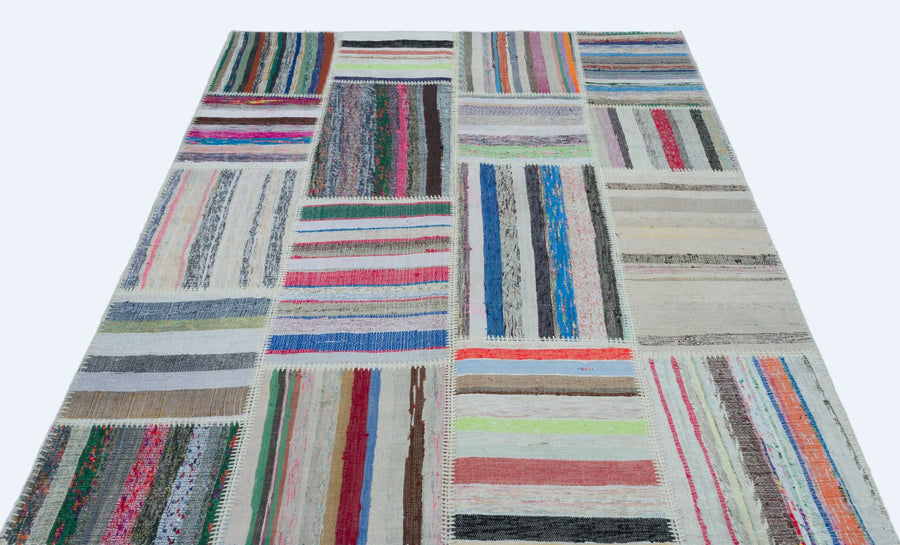 Bej Gri Anadolu Bohem Geometrik Yün Halı 160x221 - Özel Seri