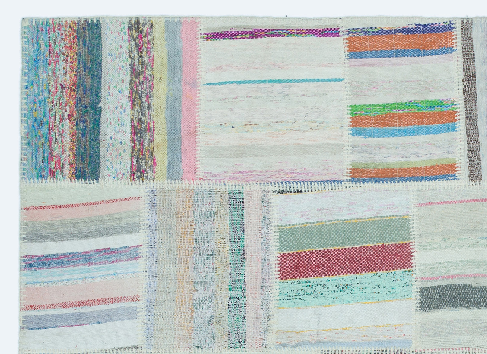 Teselya Bej Çizgili Yün El Dokuma Halısı 160 x 221 Apex Unique