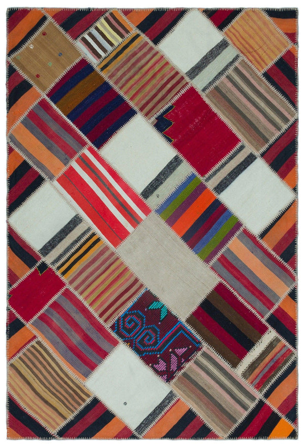 Bej Bohem Geometrik Yün Halı 156x230