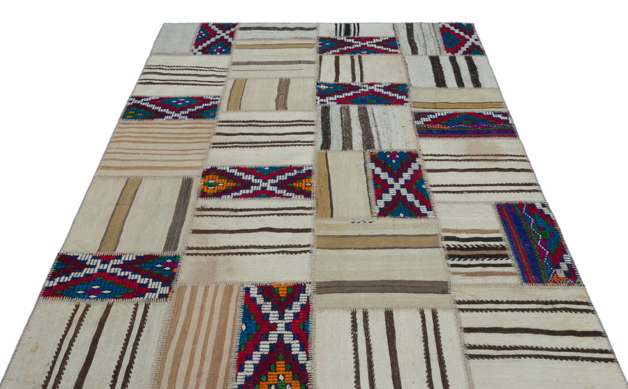 Bej Anadolu Bohem Geometrik Yün Halı 160x230 - Özel Seri