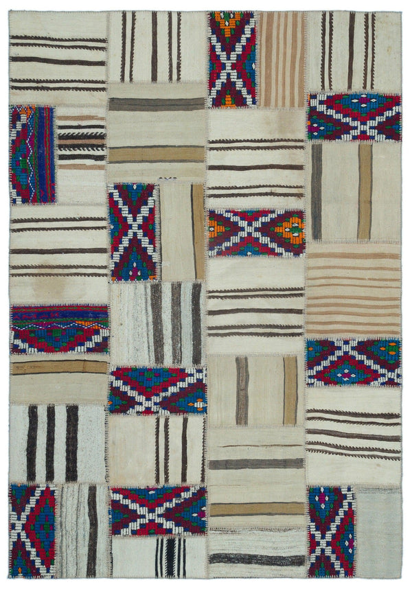 Bej Anadolu Bohem Geometrik Yün Halı 160x230 - Özel Seri